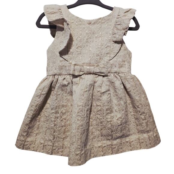 Genuine Kids From OshKosh Beige Gold Threading Baby Dress 12M - Picture 1 of 5